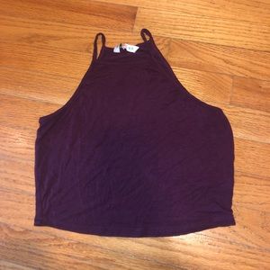 Maroon Halter neck spaghetti strap crop top